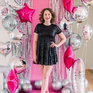 Black Sequin Mini Dress